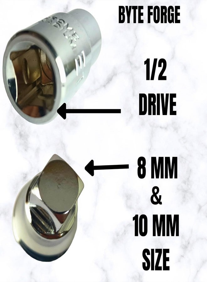 Byte Forge Oil Drain Socket 8 MM And 10 MM, 1/2 Drive Sockets, Heavy Duty Use, Workshop, Garages Crv Steel, Rust Free Hardened And Tempered, Anti-Slip & Anti-Corrosion Properties - Image 3